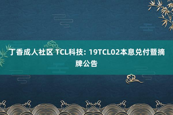 丁香成人社区 TCL科技: 19TCL02本息兑付暨摘牌公告