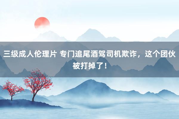 三级成人伦理片 专门追尾酒驾司机欺诈，这个团伙被打掉了！