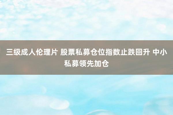 三级成人伦理片 股票私募仓位指数止跌回升 中小私募领先加仓