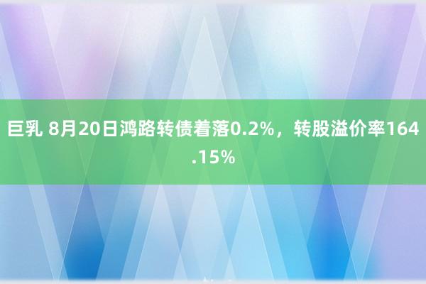 巨乳 8月20日鸿路转债着落0.2%，转股溢价率164.15%