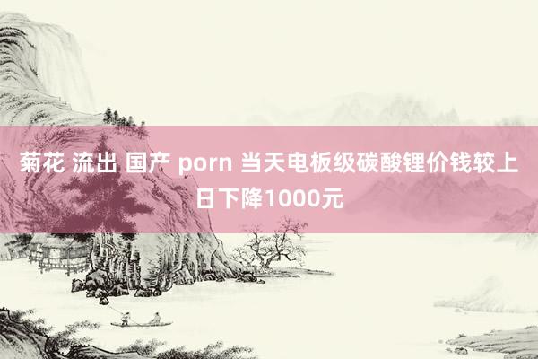 菊花 流出 国产 porn 当天电板级碳酸锂价钱较上日下降1000元