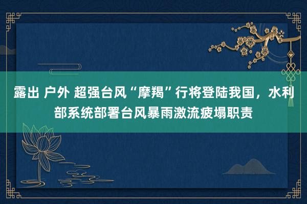 露出 户外 超强台风“摩羯”行将登陆我国，水利部系统部署台风暴雨激流疲塌职责