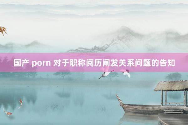 国产 porn 对于职称阅历阐发关系问题的告知